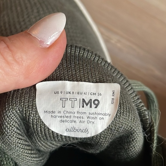 Allbirds Tree Toppers Army Green Sneakers Mens Size 9 High Top Lace up Casual - Picture 7 of 8